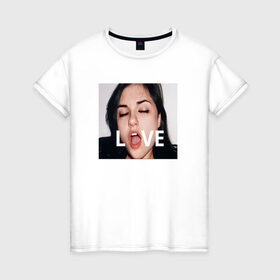 Женская футболка хлопок с принтом Sasha Grey LOVE в городе Новоалтайск, 100% хлопок | прямой крой, круглый вырез горловины, длина до линии бедер, слегка спущенное плечо | brazzers | gray | grey | sasha | браззерс | грей | грэй | саша