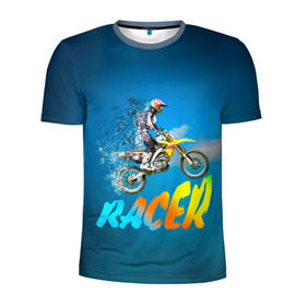 Мужская футболка 3D спортивная с принтом Racer (гонщик) в городе Новоалтайск, 100% полиэстер с улучшенными характеристиками | приталенный силуэт, круглая горловина, широкие плечи, сужается к линии бедра | Тематика изображения на принте: 