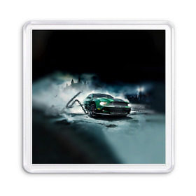 Магнит 55*55 с принтом Призрачный Ford Mustang в городе Новоалтайск, Пластик | Размер: 65*65 мм; Размер печати: 55*55 мм | ford | mustang | авто | автомобиль | блатная | замок | зеленый | иномарка | крутая | марка | машина | мустанг | пацанский таз | поводок | прикольная | седан | тачила | тачка | туман | форд | цепь