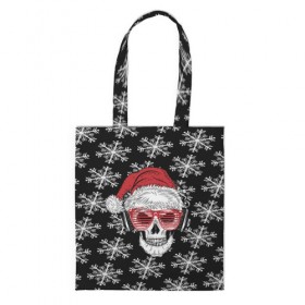 Сумка 3D повседневная с принтом Santa Skull хипстер в городе Новоалтайск, 100% полиэстер | Плотность: 200 г/м2; Размер: 34×35 см; Высота лямок: 30 см | дед мороз | новогодний | паттерн | санта | снег | снежинки