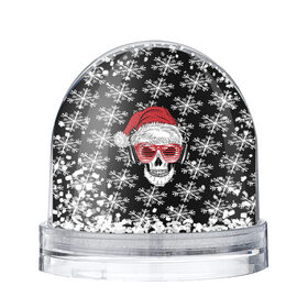 Снежный шар с принтом Santa Skull хипстер в городе Новоалтайск, Пластик | Изображение внутри шара печатается на глянцевой фотобумаге с двух сторон | дед мороз | новогодний | паттерн | санта | снег | снежинки