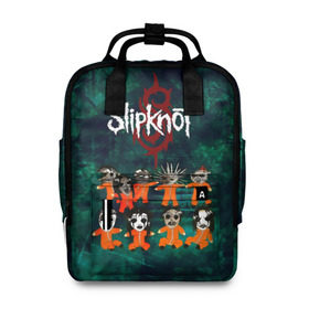 Женский рюкзак 3D с принтом Группа Slipknot в городе Новоалтайск, 100% полиэстер | лямки с регулируемой длиной, сверху ручки, чтобы рюкзак нести как сумку. Основное отделение закрывается на молнию, как и внешний карман. Внутри два дополнительных кармана, один из которых закрывается на молнию. По бокам два дополнительных кармашка, куда поместится маленькая бутылочка
 | Тематика изображения на принте: slipknot | альтернативный метал | грув метал | комбинезон | маска | метал | мрачный | ню метал | рок