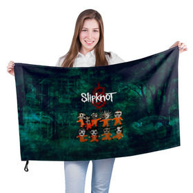 Флаг 3D с принтом Группа Slipknot в городе Новоалтайск, 100% полиэстер | плотность ткани — 95 г/м2, размер — 67 х 109 см. Принт наносится с одной стороны | slipknot | альтернативный метал | грув метал | комбинезон | маска | метал | мрачный | ню метал | рок