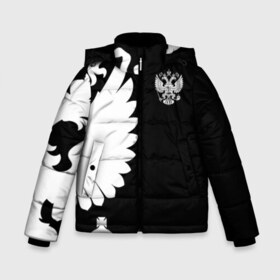 Зимняя куртка для мальчиков 3D с принтом Russia - Black collection в городе Новоалтайск, ткань верха — 100% полиэстер; подклад — 100% полиэстер, утеплитель — 100% полиэстер | длина ниже бедра, удлиненная спинка, воротник стойка и отстегивающийся капюшон. Есть боковые карманы с листочкой на кнопках, утяжки по низу изделия и внутренний карман на молнии. 

Предусмотрены светоотражающий принт на спинке, радужный светоотражающий элемент на пуллере молнии и на резинке для утяжки | 0x000000123 | black collection | russia | россия