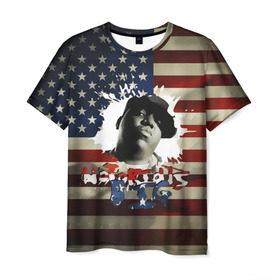 Мужская футболка 3D с принтом The Notorious B.I.G. флаг США в городе Новоалтайск, 100% полиэфир | прямой крой, круглый вырез горловины, длина до линии бедер | big poppa | biggie | biggie smalls | frank white | notorious big | бигги смолс | восточное | враг | друг | западное | музыкант | певец | побережье | реп | репер | тупака | уоллес | хип хоп | хипхоп