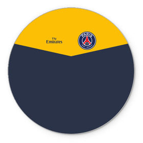Коврик круглый с принтом Paris Saint-Germain - Navy Yellow (Collections 2018) в городе Новоалтайск, резина и полиэстер | круглая форма, изображение наносится на всю лицевую часть | Тематика изображения на принте: paris saint germain | psg | псж
