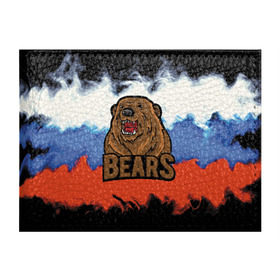 Обложка для студенческого билета с принтом Russian bears в городе Новоалтайск, натуральная кожа | Размер: 11*8 см; Печать на всей внешней стороне | Тематика изображения на принте: abstraction | bear | grunge | абстракция | краска | медведь | русский | триколор | я русский