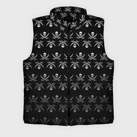 Мужской жилет утепленный 3D с принтом Пиратский pattern в городе Новоалтайск,  |  | bones | buccaneer | corsair | filibuster | freebooter | picaroon | pirate | rover | голова | кости | пират | скелет | череп