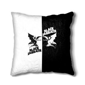 Подушка 3D с принтом Black Sabbath в городе Новоалтайск, наволочка – 100% полиэстер, наполнитель – холлофайбер (легкий наполнитель, не вызывает аллергию). | состоит из подушки и наволочки. Наволочка на молнии, легко снимается для стирки | black sabbath | ангел | белое | билл уорд | гизер батлер | группа | демон | инь и янь | крылья | метал | музыка | надпись | оззи | осборн | песни | рок | тони айомми | хард рок | хеви метал | черное