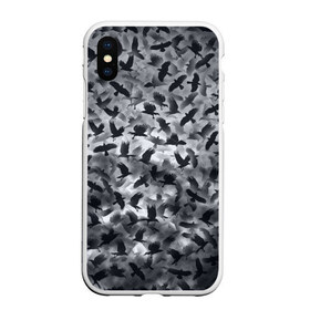 Чехол для iPhone XS Max матовый с принтом Вороны в городе Новоалтайск, Силикон | Область печати: задняя сторона чехла, без боковых панелей | ворон | ворона | воронье | небо | паттрен | птицы | серый | стая | текстура | хеллоуин