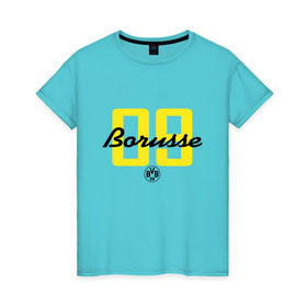 Женская футболка хлопок с принтом Borussia Dortmund - Borusse 09 (New 2018 Design) в городе Новоалтайск, 100% хлопок | прямой крой, круглый вырез горловины, длина до линии бедер, слегка спущенное плечо | боруссия дортмунд
