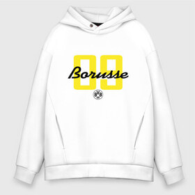 Мужское худи Oversize хлопок с принтом Borussia Dortmund - Borusse 09 (New 2018 Design) в городе Новоалтайск, френч-терри — 70% хлопок, 30% полиэстер. Мягкий теплый начес внутри —100% хлопок | боковые карманы, эластичные манжеты и нижняя кромка, капюшон на магнитной кнопке | боруссия дортмунд