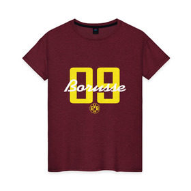 Женская футболка хлопок с принтом Borussia Dortmund - Borusse 09, for black (New 2018 Design) в городе Новоалтайск, 100% хлопок | прямой крой, круглый вырез горловины, длина до линии бедер, слегка спущенное плечо | боруссия дортмунд