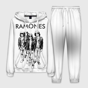 Мужской костюм 3D с принтом Рамонс в городе Новоалтайск, 100% полиэстер | Манжеты и пояс оформлены тканевой резинкой, двухслойный капюшон со шнурком для регулировки, карманы спереди | Тематика изображения на принте: ramones | панк | рамонс | рок