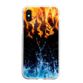 Чехол для iPhone XS Max матовый с принтом Две стихии в городе Новоалтайск, Силикон | Область печати: задняя сторона чехла, без боковых панелей | cold | fire | ice | вода water | лёд | огонь | пламя | стихиz | холод