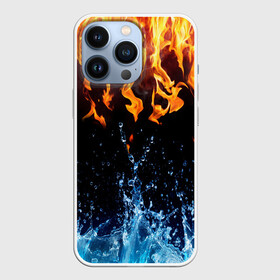 Чехол для iPhone 13 Pro с принтом Две стихии в городе Новоалтайск,  |  | cold | fire | ice | вода water | лёд | огонь | пламя | стихиz | холод