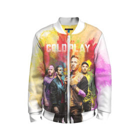 Детский бомбер 3D с принтом Coldplay в городе Новоалтайск, 100% полиэстер | застегивается на молнию, по бокам два кармана без застежек, мягкие манжеты, по низу бомбера и на воротнике — эластичная резинка | cold play | rock | колд плей | колд плэй | колдплей | колдплэй | рок