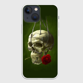 Чехол для iPhone 13 mini с принтом Череп и роза в городе Новоалтайск,  |  | Тематика изображения на принте: кости | роза | скелет | хэллоуин | цветок | цветы | череп