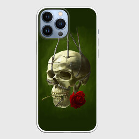 Чехол для iPhone 13 Pro Max с принтом Череп и роза в городе Новоалтайск,  |  | Тематика изображения на принте: кости | роза | скелет | хэллоуин | цветок | цветы | череп