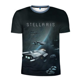 Мужская футболка 3D спортивная с принтом Stellaris в городе Новоалтайск, 100% полиэстер с улучшенными характеристиками | приталенный силуэт, круглая горловина, широкие плечи, сужается к линии бедра | stellaris
