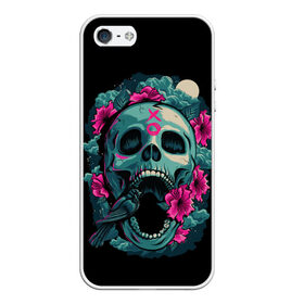 Чехол для iPhone 5/5S матовый с принтом Dia de Muertos в городе Новоалтайск, Силикон | Область печати: задняя сторона чехла, без боковых панелей | Тематика изображения на принте: кости | праздник | птица | скелет | хэллоуин | цветы | череп