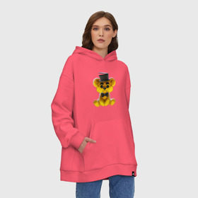 Худи SuperOversize хлопок с принтом Golden Freddy в городе Новоалтайск, 70% хлопок, 30% полиэстер, мягкий начес внутри | карман-кенгуру, эластичная резинка на манжетах и по нижней кромке, двухслойный капюшон
 | five nights at freddys | golden freddy | золотой фредди | медведь | мишка