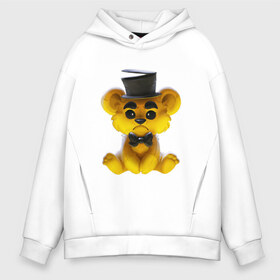 Мужское худи Oversize хлопок с принтом Golden Freddy в городе Новоалтайск, френч-терри — 70% хлопок, 30% полиэстер. Мягкий теплый начес внутри —100% хлопок | боковые карманы, эластичные манжеты и нижняя кромка, капюшон на магнитной кнопке | five nights at freddys | golden freddy | золотой фредди | медведь | мишка