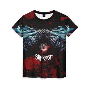 Женская футболка 3D с принтом Slipknot руки зомби в городе Новоалтайск, 100% полиэфир ( синтетическое хлопкоподобное полотно) | прямой крой, круглый вырез горловины, длина до линии бедер | slipknot | альтернативный метал | андерс | брызги | грув метал | капли | колсефни | кори | кровь | метал | ню метал | ок | слипкнот | тейлор