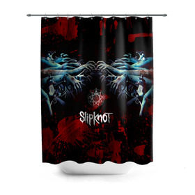Штора 3D для ванной с принтом Slipknot руки зомби в городе Новоалтайск, 100% полиэстер | плотность материала — 100 г/м2. Стандартный размер — 146 см х 180 см. По верхнему краю — пластиковые люверсы для креплений. В комплекте 10 пластиковых колец | slipknot | альтернативный метал | андерс | брызги | грув метал | капли | колсефни | кори | кровь | метал | ню метал | ок | слипкнот | тейлор