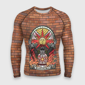 Мужской рашгард 3D с принтом Praise the sun в городе Новоалтайск,  |  | action | dark souls | praise the sun | rpg | в жанре | витраж | восславь | дарк | доспехи | игры | кирпич | компьютерная игра | надпись | огонь | рпг | рыцарь | солнце | соулс | стена | шлем | экшен