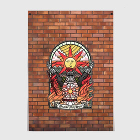 Постер с принтом Praise the sun в городе Новоалтайск, 100% бумага
 | бумага, плотность 150 мг. Матовая, но за счет высокого коэффициента гладкости имеет небольшой блеск и дает на свету блики, но в отличии от глянцевой бумаги не покрыта лаком | action | dark souls | praise the sun | rpg | в жанре | витраж | восславь | дарк | доспехи | игры | кирпич | компьютерная игра | надпись | огонь | рпг | рыцарь | солнце | соулс | стена | шлем | экшен