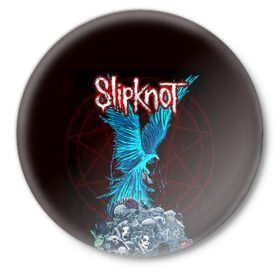Значок с принтом Орел группа Slipknot в городе Новоалтайск,  металл | круглая форма, металлическая застежка в виде булавки | Тематика изображения на принте: slipknot | альтернативный метал | андерс | головы | грув метал | колсефни | кори | маска | метал | музыка | ню метал | рок | слипкнот | тейлор