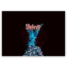 Поздравительная открытка с принтом Орел группа Slipknot в городе Новоалтайск, 100% бумага | плотность бумаги 280 г/м2, матовая, на обратной стороне линовка и место для марки
 | Тематика изображения на принте: slipknot | альтернативный метал | андерс | головы | грув метал | колсефни | кори | маска | метал | музыка | ню метал | рок | слипкнот | тейлор