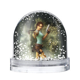 Снежный шар с принтом TOMB RAIDER в городе Новоалтайск, Пластик | Изображение внутри шара печатается на глянцевой фотобумаге с двух сторон | game | girl | gun | lara croft | tomb raider | девушка | игра | оружие | пистолет
