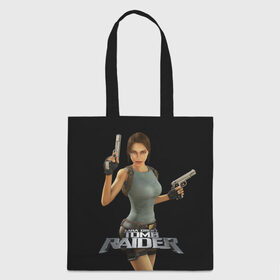 Сумка 3D повседневная с принтом TOMB RAIDER в городе Новоалтайск, 100% полиэстер | Плотность: 200 г/м2; Размер: 34×35 см; Высота лямок: 30 см | game | girl | gun | lara croft | tomb raider | девушка | игра | оружие | пистолет