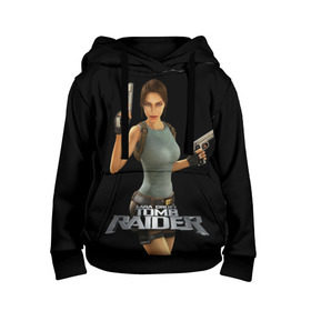 Детская толстовка 3D с принтом TOMB RAIDER в городе Новоалтайск, 100% полиэстер | двухслойный капюшон со шнурком для регулировки, мягкие манжеты на рукавах и по низу толстовки, спереди карман-кенгуру с мягким внутренним слоем | game | girl | gun | lara croft | tomb raider | девушка | игра | оружие | пистолет