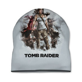 Шапка 3D с принтом TOMB RAIDER в городе Новоалтайск, 100% полиэстер | универсальный размер, печать по всей поверхности изделия | game | girl | gun | lara croft | tomb raider | девушка | игра | оружие | пистолет