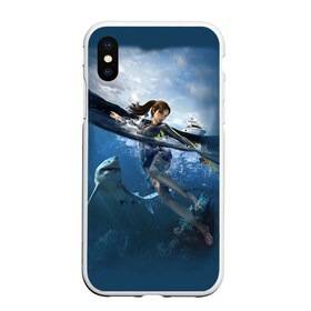 Чехол для iPhone XS Max матовый с принтом TOMB RAIDER в городе Новоалтайск, Силикон | Область печати: задняя сторона чехла, без боковых панелей | game | girl | gun | lara croft | tomb raider | девушка | игра | оружие | пистолет