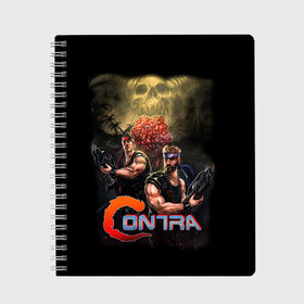 Тетрадь с принтом CONTRA в городе Новоалтайск, 100% бумага | 48 листов, плотность листов — 60 г/м2, плотность картонной обложки — 250 г/м2. Листы скреплены сбоку удобной пружинной спиралью. Уголки страниц и обложки скругленные. Цвет линий — светло-серый
 | action | contra | game | gun | бой | война | игра | оружие | спецназ