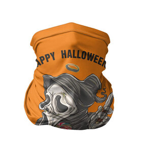 Бандана-труба 3D с принтом Happy Halloween в городе Новоалтайск, 100% полиэстер, ткань с особыми свойствами — Activecool | плотность 150‒180 г/м2; хорошо тянется, но сохраняет форму | helloween |  хэллоуин | день всех святых | крик | нож | праздник | ужас | хеллоуин | хеловин | хелоуин
