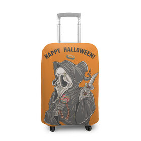 Чехол для чемодана 3D с принтом Happy Halloween в городе Новоалтайск, 86% полиэфир, 14% спандекс | двустороннее нанесение принта, прорези для ручек и колес | helloween |  хэллоуин | день всех святых | крик | нож | праздник | ужас | хеллоуин | хеловин | хелоуин