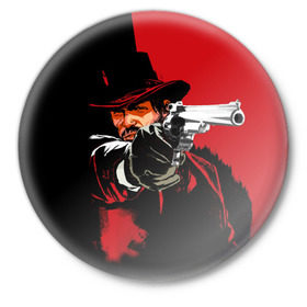 Значок с принтом Red Dead Redemption в городе Новоалтайск,  металл | круглая форма, металлическая застежка в виде булавки | Тематика изображения на принте: cowboy | game | gun | jim | red dead redemption | rockstar | west | вестерн | дикий запад | игра | ковбой | оружие | пистолет