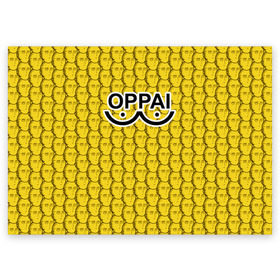 Поздравительная открытка с принтом OPPAI в городе Новоалтайск, 100% бумага | плотность бумаги 280 г/м2, матовая, на обратной стороне линовка и место для марки
 | anime | onepunchman | saitama | аниме | ванпанчмен | сайтама