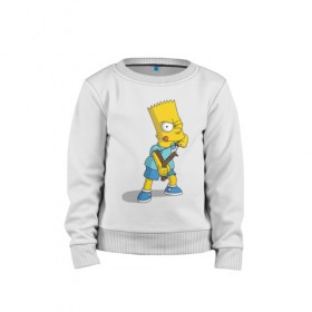 Детский свитшот хлопок с принтом Bart Simpson в городе Новоалтайск, 100% хлопок | круглый вырез горловины, эластичные манжеты, пояс и воротник | барт | разбойник | рогатка. | симпсоны