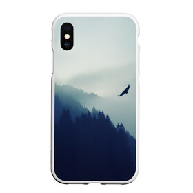 Чехол для iPhone XS Max матовый с принтом ОРЁЛ НАД ЛЕСОМ в городе Новоалтайск, Силикон | Область печати: задняя сторона чехла, без боковых панелей | bird | dark | fog | forest | heaven | jh k | ktc | sky | texture | деревья | животные | лес | небо | орел | природа | птица | птицы | текстуры | тёмный лес | туман