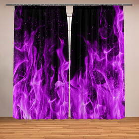 Фотошторы с принтом ФИОЛЕТОВЫЙ ОГОНЬ | VIOLET FLAME NEON в городе Новоалтайск, Блэкаут (светозащита 90%) / Габардин (светозащита 40% | 2 полотна шириной по 145 см; Высота 200-300 см; Крепление: шторная лента (на крючки); | лиловый | пламя | яркий