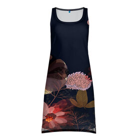Платье-майка 3D с принтом Blossom fashion в городе Новоалтайск, 100% полиэстер | полуприлегающий силуэт, широкие бретели, круглый вырез горловины, удлиненный подол сзади. | blossom | flower | бабочки | весна | лето | природа | расцвет | цвет | цветение | цветковое растение | цветок