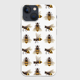 Чехол для iPhone 13 mini с принтом Пчелы в городе Новоалтайск,  |  | белый | желтый | крылья | мед | черный