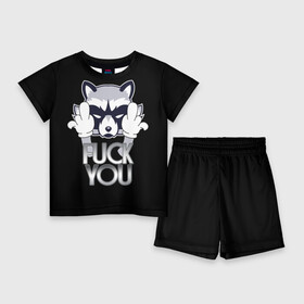 Детский костюм с шортами 3D с принтом Енот в городе Новоалтайск,  |  | енот | животные | лапы | природа