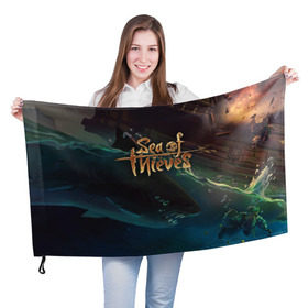 Флаг 3D с принтом Sea of thieves в городе Новоалтайск, 100% полиэстер | плотность ткани — 95 г/м2, размер — 67 х 109 см. Принт наносится с одной стороны | sea of thieves